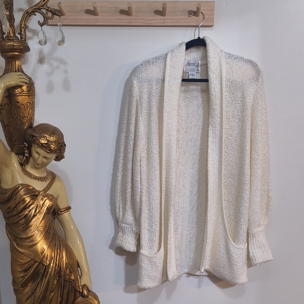 Elegant Cream Open-Front Cardigan